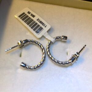 New Solid twisted sterling silver hoop earrings